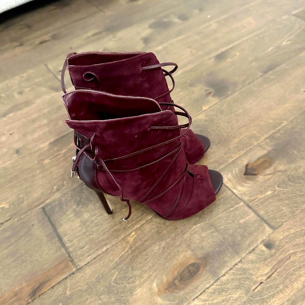Never Worn. Guess maroon suede booties. Size 6.5